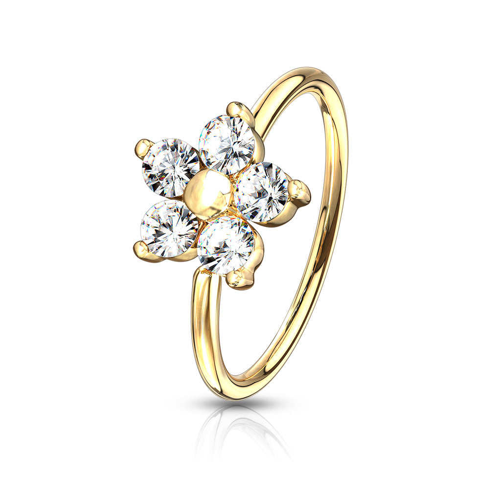 CZ Flower Top Bendable Nose Hoop Rings